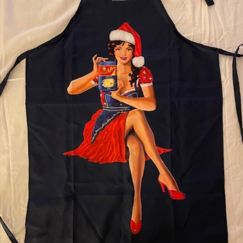 Pastificio Di Martino Italian Pasta Pin-Up Christmas Apron – Navy Blue Vintage S